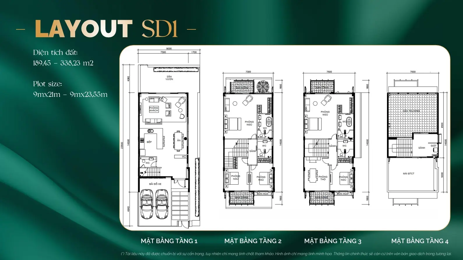 Mặt bằng biệt thự song lập SD1
