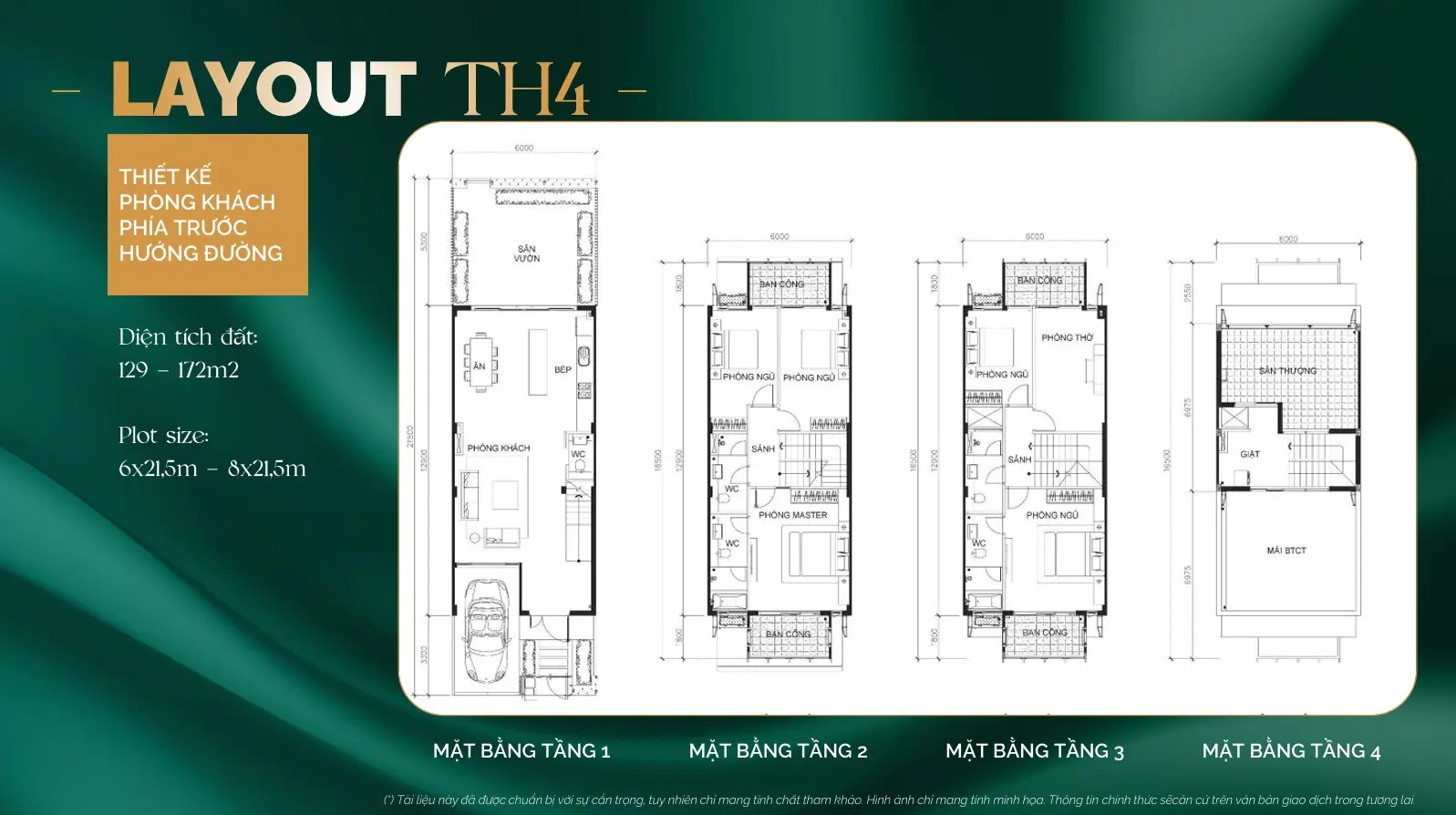 Mặt bằng nhà phố TH4 phòng khách hướng đường
